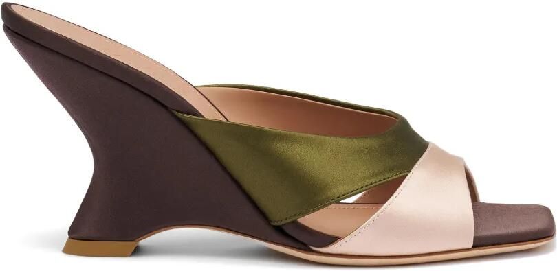 Malone Souliers Lourdes satijnen sandalen met sleehak Bruin