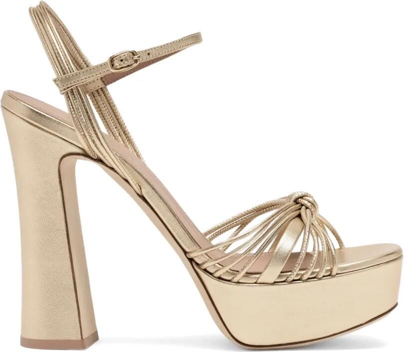 Malone Souliers Lucille leren sandalen met plateauzool Goud