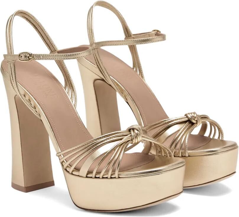 Malone Souliers Lucille leren sandalen met plateauzool Goud - Foto 5