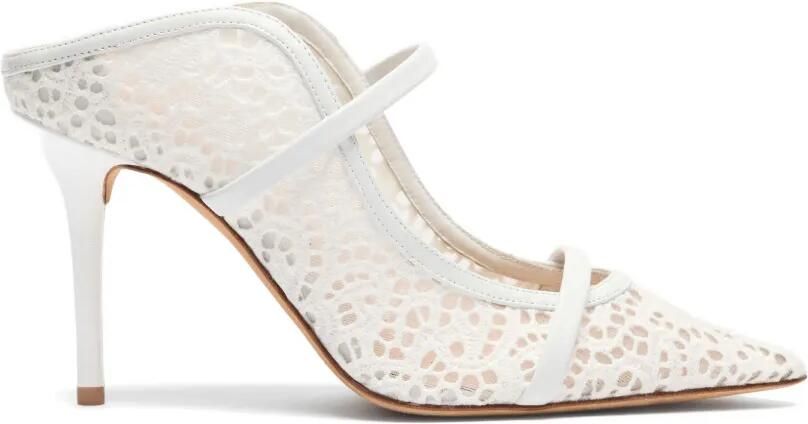 Malone Souliers Maureen broderie muiltjes met mesh Wit