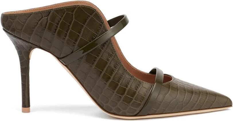Malone Souliers Maureen leren muiltjes met krokodillen-reliëf Groen