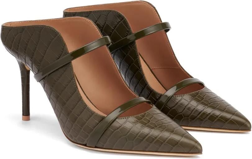 Malone Souliers Maureen leren muiltjes met krokodillen-reliëf Groen - Foto 5