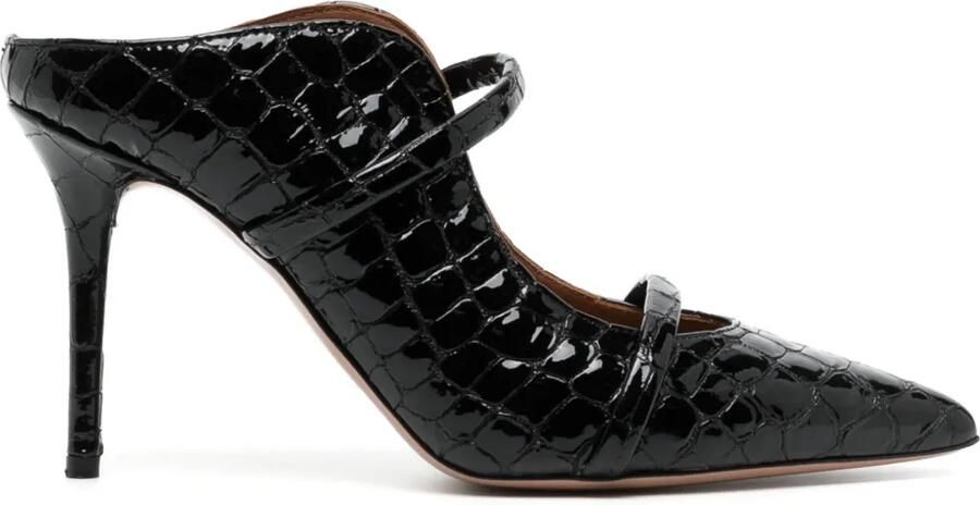 Malone Souliers Maureen muiltjes met krokodillen-reliëf Zwart