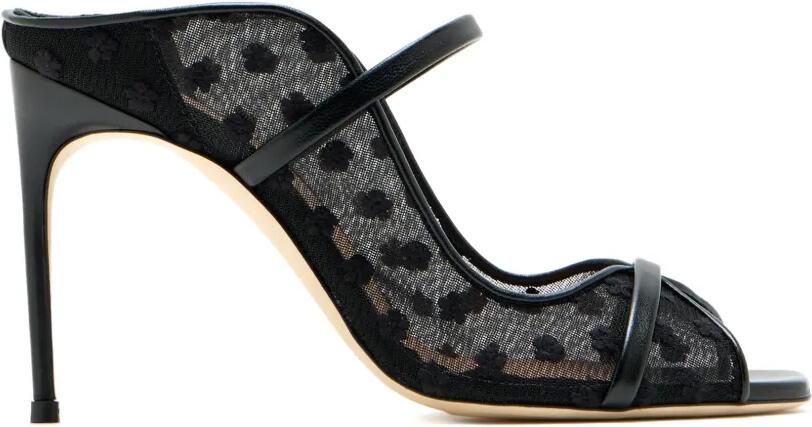 Malone Souliers Mesh muiltjes met bloemenprint Zwart