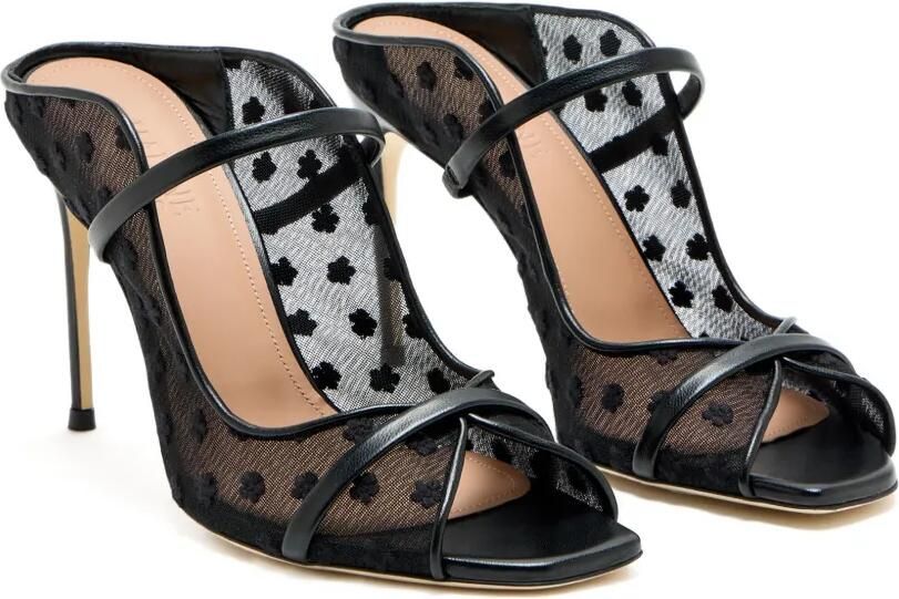 Malone Souliers Mesh muiltjes met bloemenprint Zwart - Foto 3