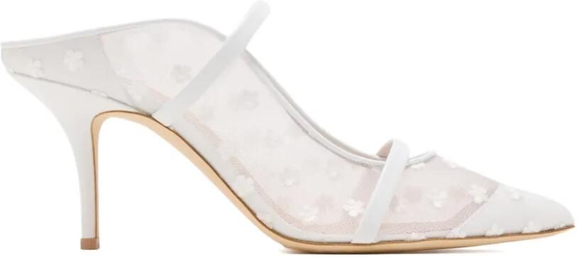 Malone Souliers Muiltjes met bloemapplicatie Wit