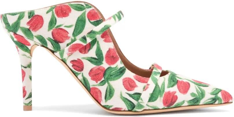 Malone Souliers Noah muiltjes met tulpprint Wit