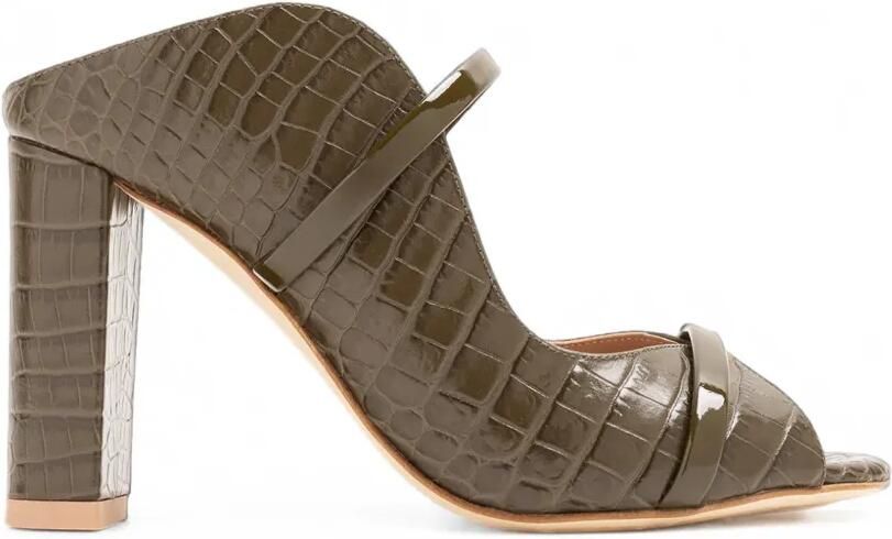 Malone Souliers Norah leren sandalen met krokodillen-reliëf Groen
