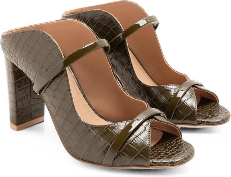 Malone Souliers Norah leren sandalen met krokodillen-reliëf Groen - Foto 3