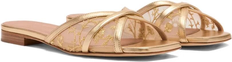 Malone Souliers Perla gouden sandalen met geborduurde bloemen - Foto 5