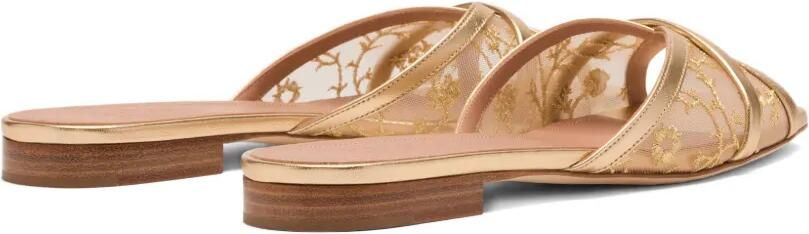 Malone Souliers Perla gouden sandalen met geborduurde bloemen - Foto 4