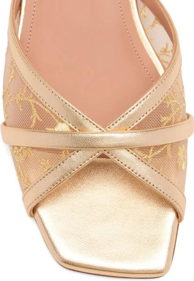 Malone Souliers Perla gouden sandalen met geborduurde bloemen - Foto 3