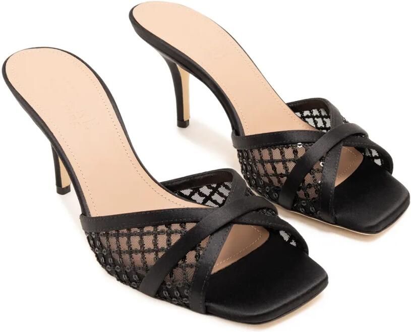 Malone Souliers Perla mesh muiltjes met hak en verfraaid met pailletten Zwart - Foto 3
