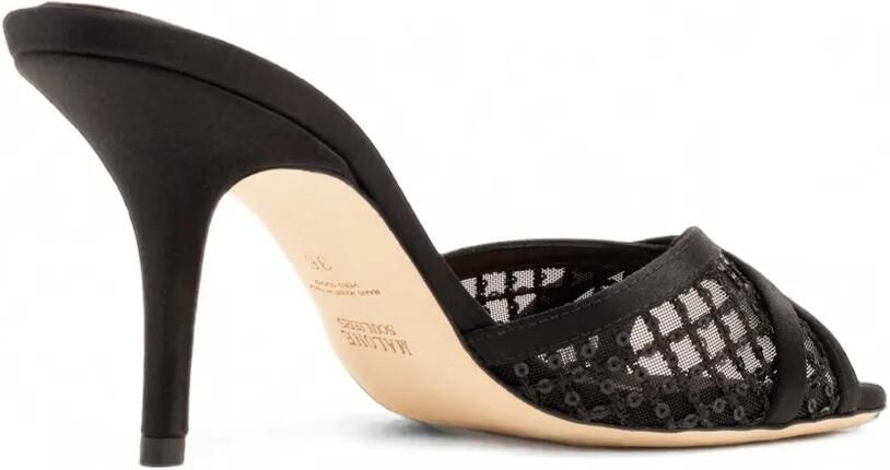 Malone Souliers Perla mesh muiltjes met hak en verfraaid met pailletten Zwart - Foto 4