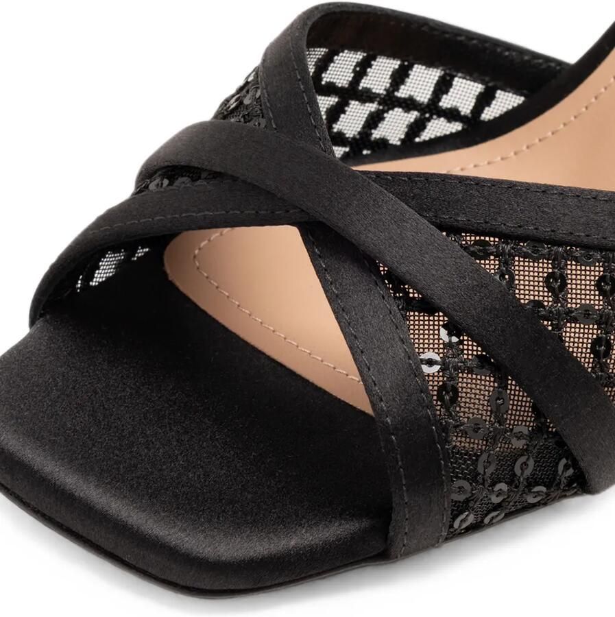 Malone Souliers Perla mesh muiltjes met hak en verfraaid met pailletten Zwart - Foto 2