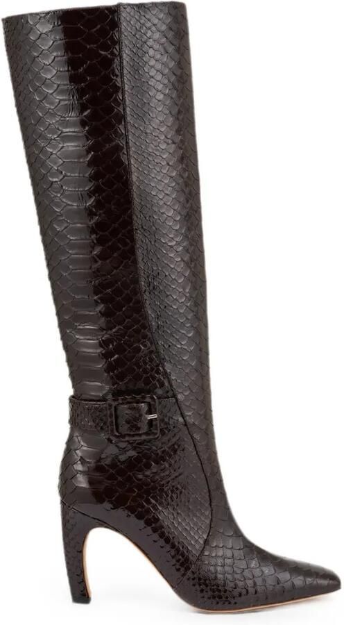 Malone Souliers Raven leren laarzen met slangenleer-effect Bruin