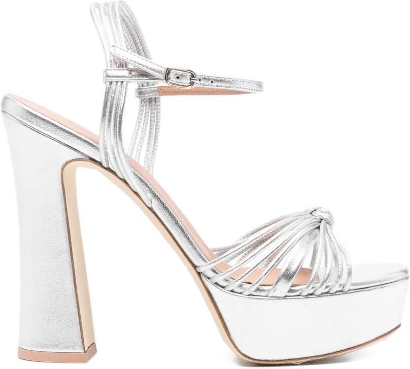 Malone Souliers Sandalen met geknoopte bandjes en plateauzool Zilver
