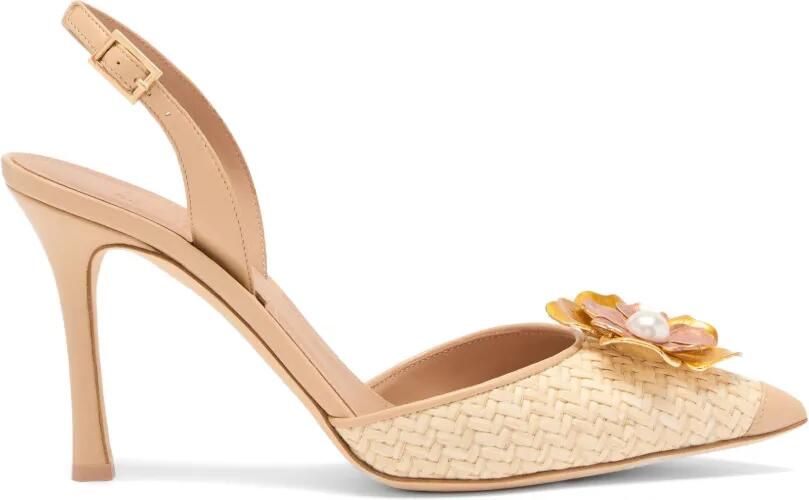 Malone Souliers Sarah slingback pumps met bloemen Beige