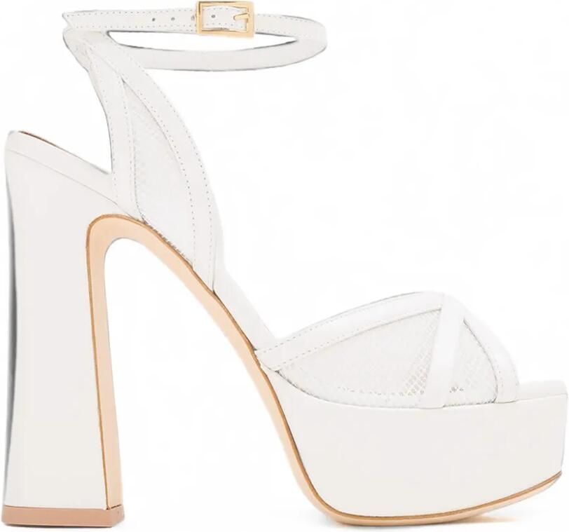 Malone Souliers Sylvie mesh sandalen met plateauzool Wit