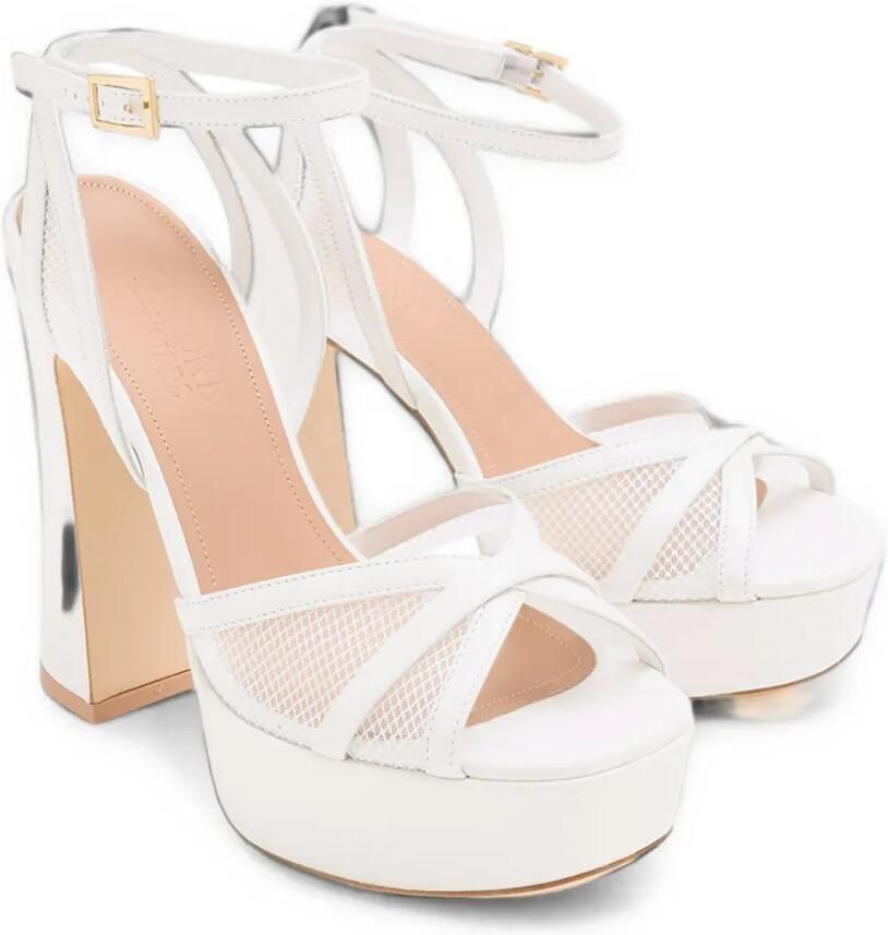 Malone Souliers Sylvie mesh sandalen met plateauzool Wit - Foto 2