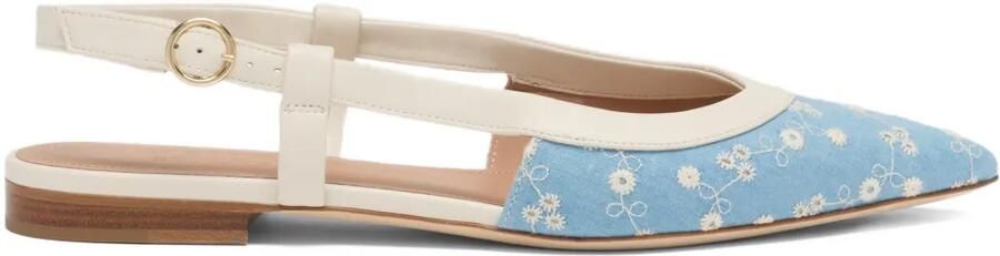 Malone Souliers Tate slingback ballerina's met bloemenprint Blauw