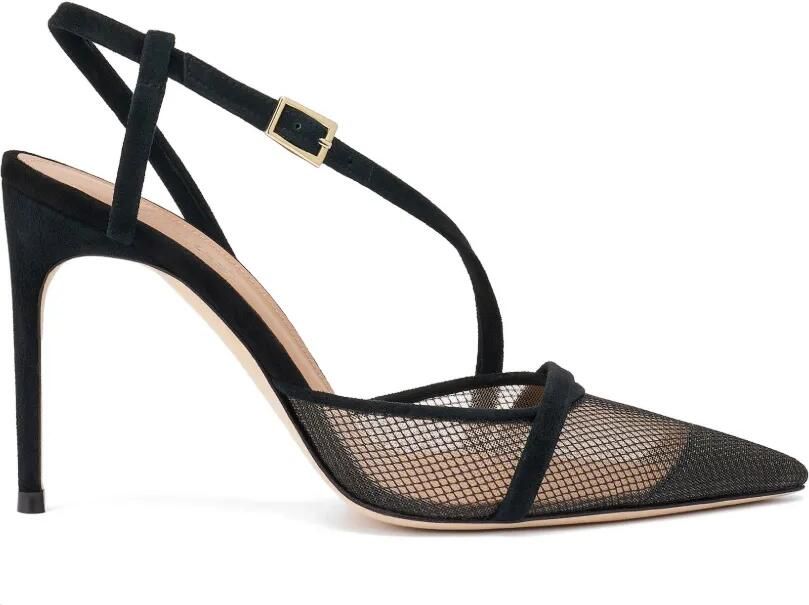 Malone Souliers Valeria slingback pumps met mesh Zwart
