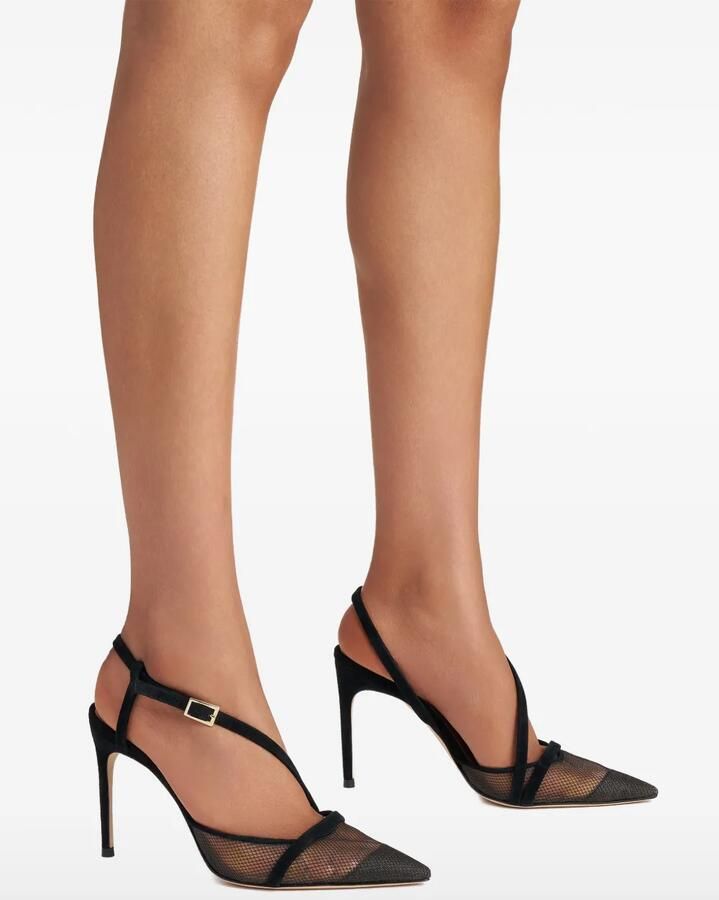 Malone Souliers Valeria slingback pumps met mesh Zwart - Foto 2