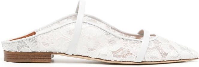 Malone Souliers Maureen mesh muiltjes met bloemenprint Wit