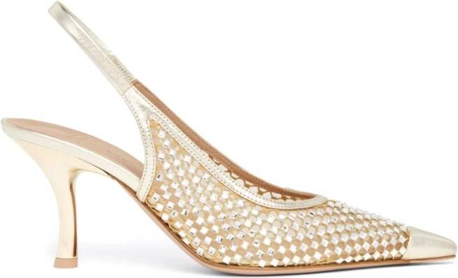 Malone Souliers Vesper 70mm slingback pumps met kristallen Goud