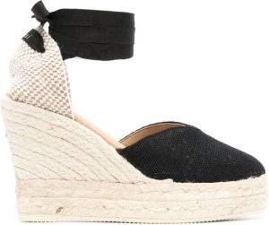 Manebi 108mm ankle-strap wedge espadrilles Zwart