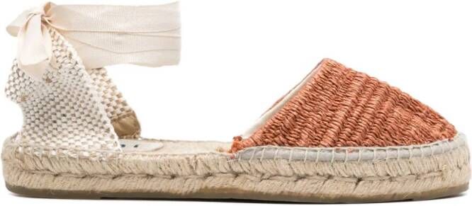 Manebi 10 mm raffia espadrilles met sleehak Oranje