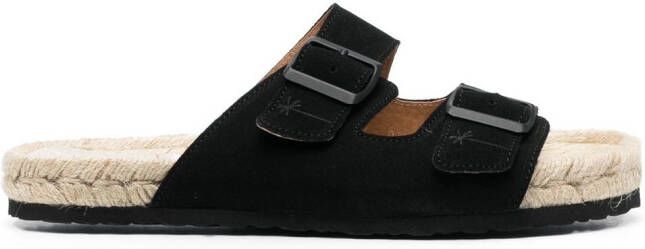Manebi Espadrille sandalen met gesp Zwart