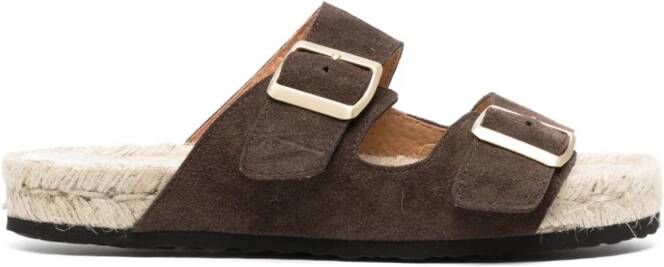 Manebi Espadrilles met dubbele gesp Bruin