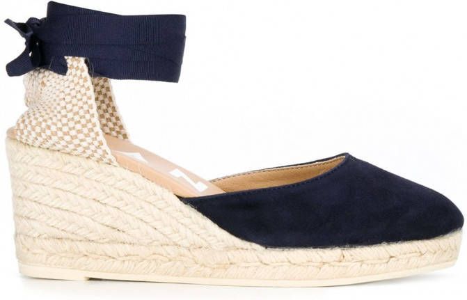 Manebi Espadrilles met sleehak Blauw