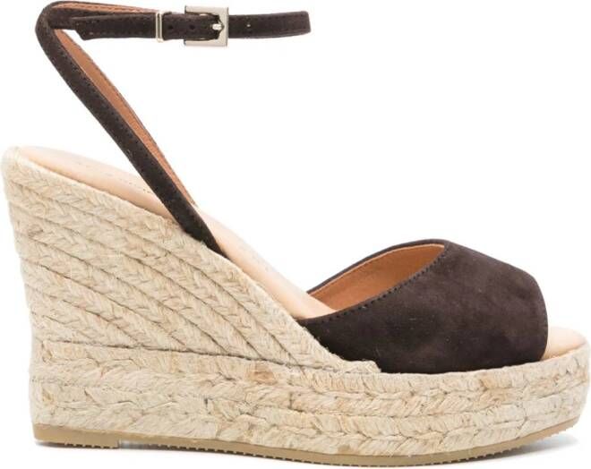 Manebi Espadrilles met sleehak Bruin