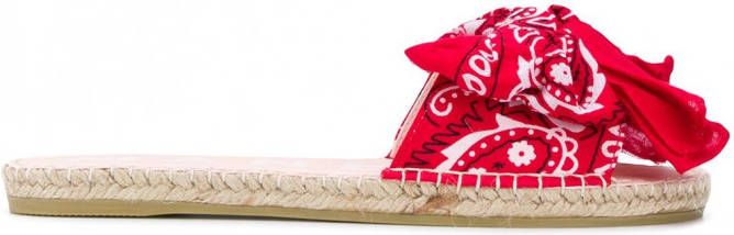 Manebi Gestrikte slippers Rood