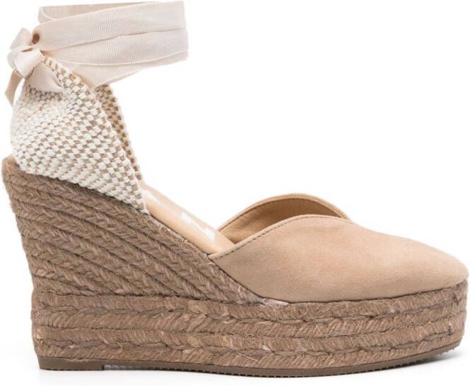 Manebi Hamptons 110 mm espadrilles met sleehak Beige