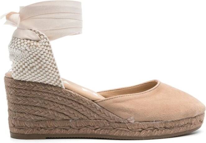 Manebi Hamptons 75 mm espadrilles met sleehak Beige