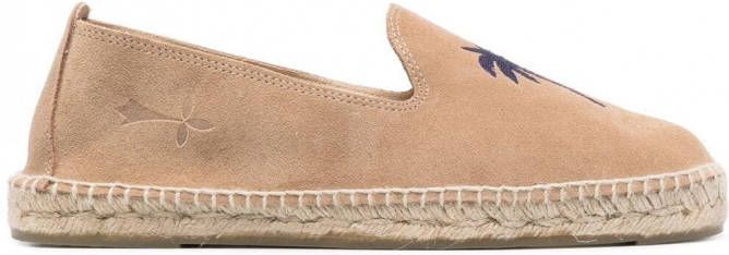 Manebi Espadrilles met geborduurd logo Beige