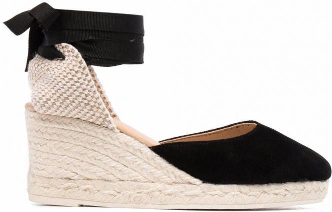 Manebi Espadrilles met sleehak Zwart