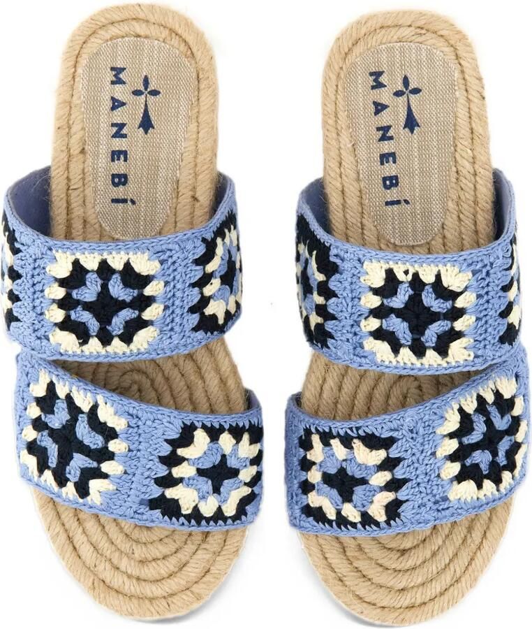 Manebi crochet-knit two-strap sandals Blauw - Foto 3