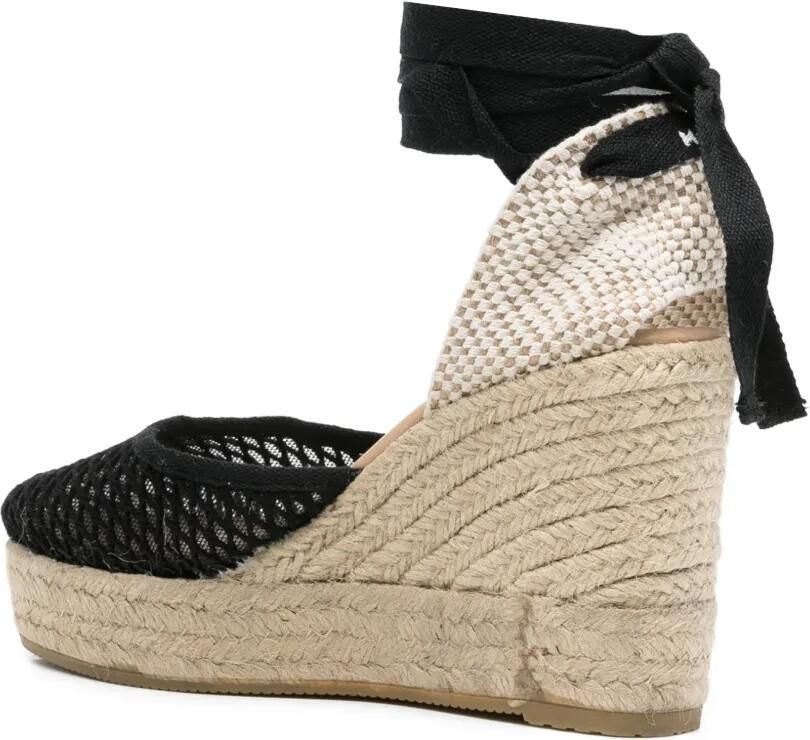 Manebi Espadrilles met mesh en wikkelstrik Zwart - Foto 3