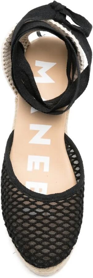 Manebi Espadrilles met mesh en wikkelstrik Zwart - Foto 4