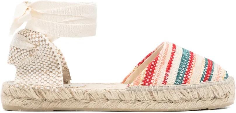 Manebi Gestreepte espadrilles Rood