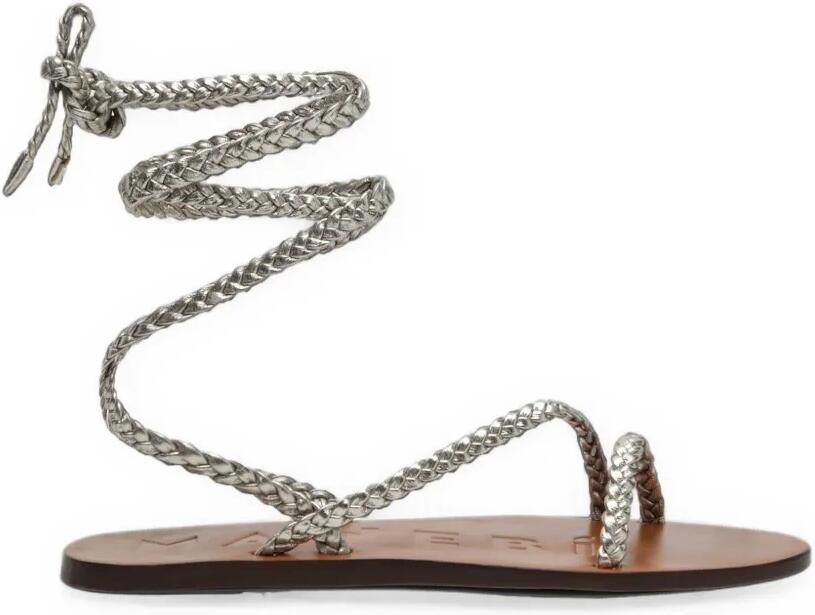 Manebi Gevlochten sandalen met striksluiting Zilver