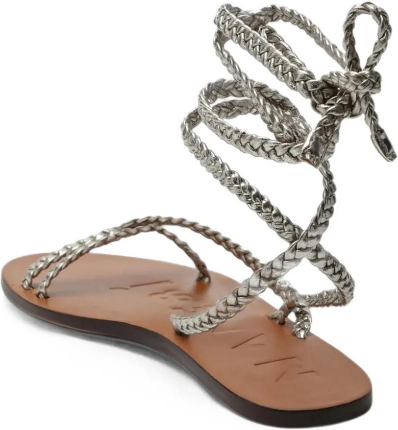 Manebi Gevlochten sandalen met striksluiting Zilver - Foto 2