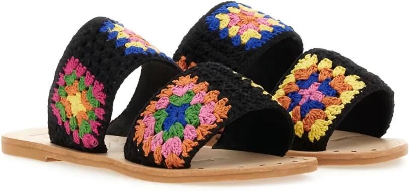 Manebi Katoenen gehaakte sandalen Zwart - Foto 4