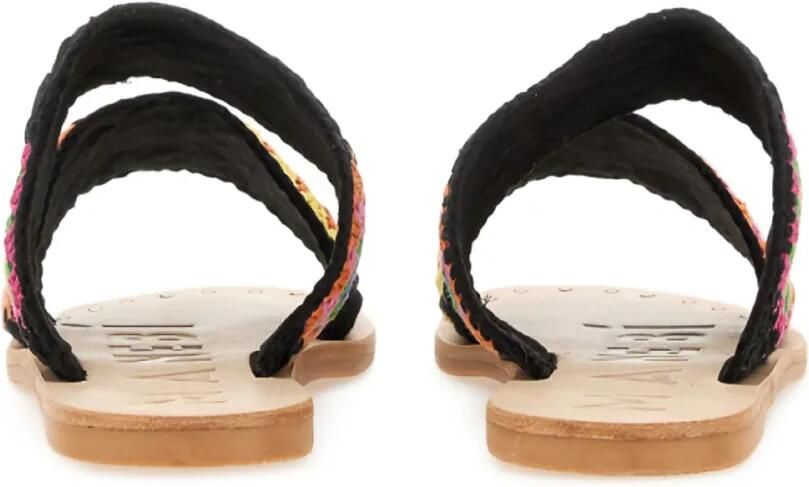 Manebi Katoenen gehaakte sandalen Zwart - Foto 3