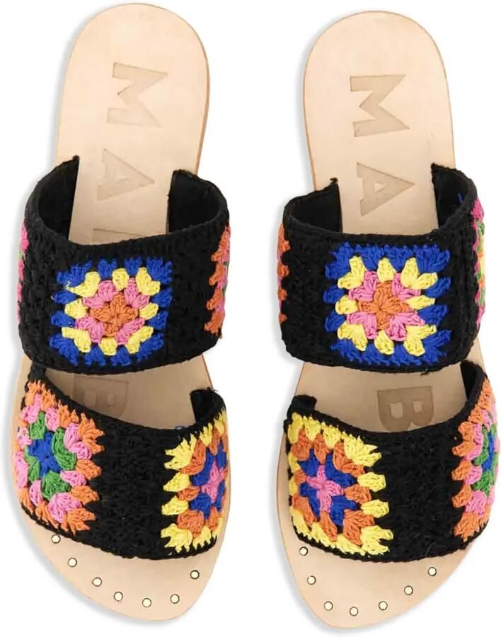 Manebi Katoenen gehaakte sandalen Zwart - Foto 2