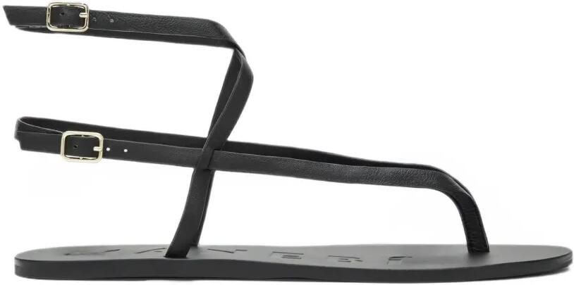 Manebi Leren sandalen met gekruiste bandjes Zwart
